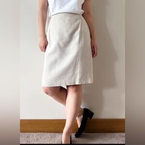Lauren Ralph Lauren Cream Linen Pencil Skirt sz 10